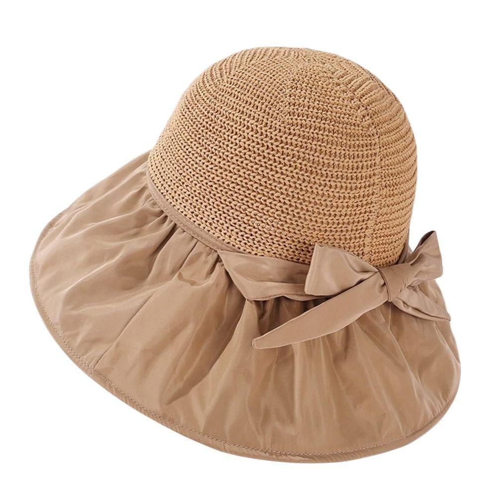 Wide Brim Bucket Hat Foldable Sunshade Hat Women Beach Cap
