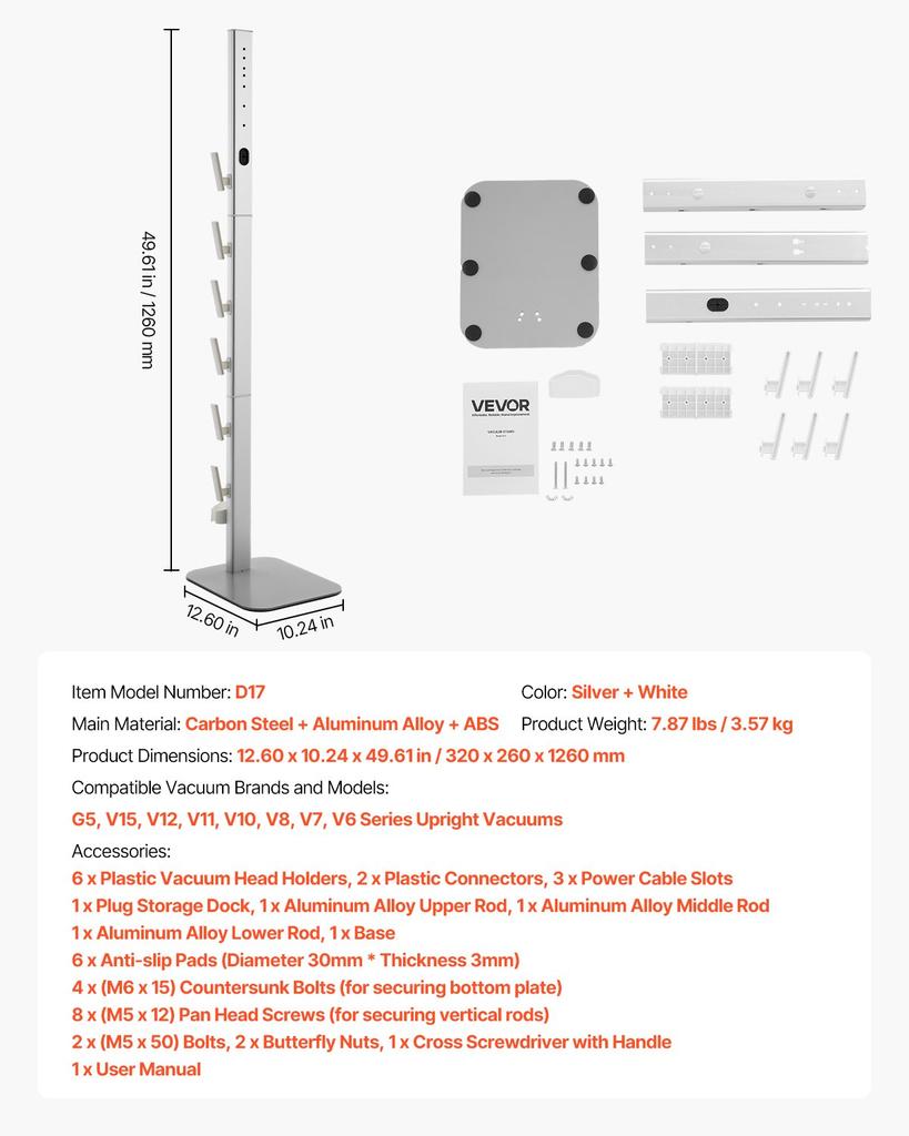 VEVOR Vacuum Stand, Compatible with Dyson G5 V15 V12 V11 V10 V8 V7 V6 Series Upright Vacuums Cleaners & Accessories
