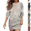 Женское повседневное модное платье миди с круглым вырезом и цветочным принтом с длинными рукавами