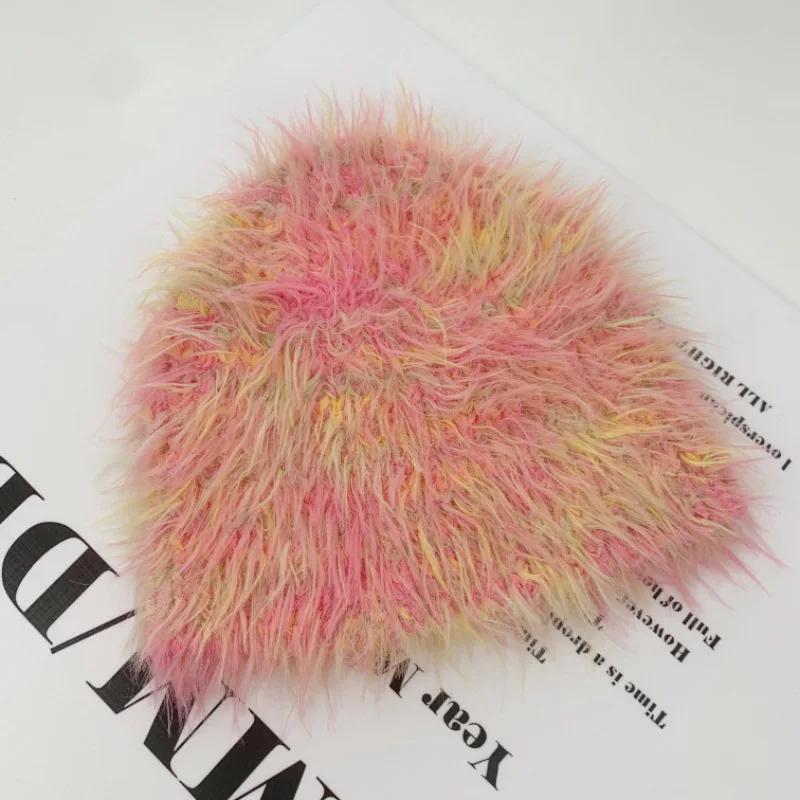 Дизайнерские женские шапки из искусственной норки в стиле Майяра, модные осенне-зимние теплые вязаные шапки в полоску, подходящие по цвету