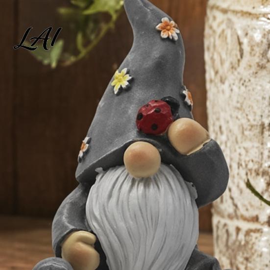 Cute Gnome Gift Sets Halloween Garden Figurine Vintage Flower Mushroom Elf Dwarf Statue Patio Tabletop Ornaments for Yard Waterproof Resin
