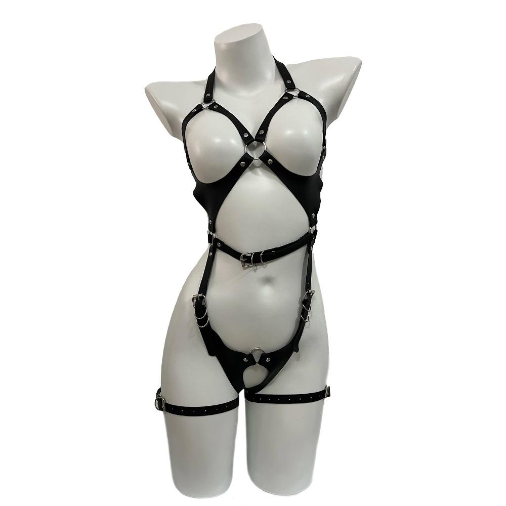 Женский сексуальный боди-харнесс, БДСМ-бондаж, кожаное нижнее белье, бюстгальтер, подвязки, набедренный ремень, готическая одежда, фетиш, рейв, секс, подвязка, чулок