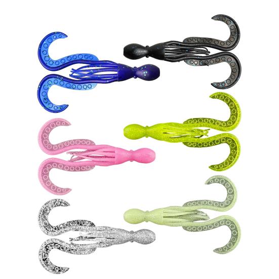 10 шт. 11 см/4,2 г Светящаяся мягкая приманка-осьминог, Цветная ТПЭ, Светящаяся в темноте, Реалистичная бионическая искусственная приманка-кальмар, Морская пресноводная троллинговая рыбалка