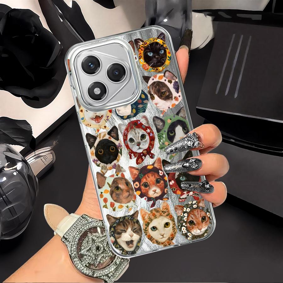 Чехол для Honor X8a X7b X9c 200 Pro X8b X9b X9a 200 400 Lite X8c Мягкий Чехол Ретро Кошачий Арт