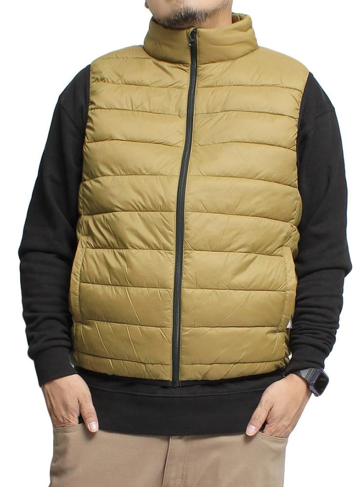 Однотонный пуховый жилет бежевого цвета, мужской, нейлон, водоотталкивающий, фототермический, куртка-стойка, LL, (18)