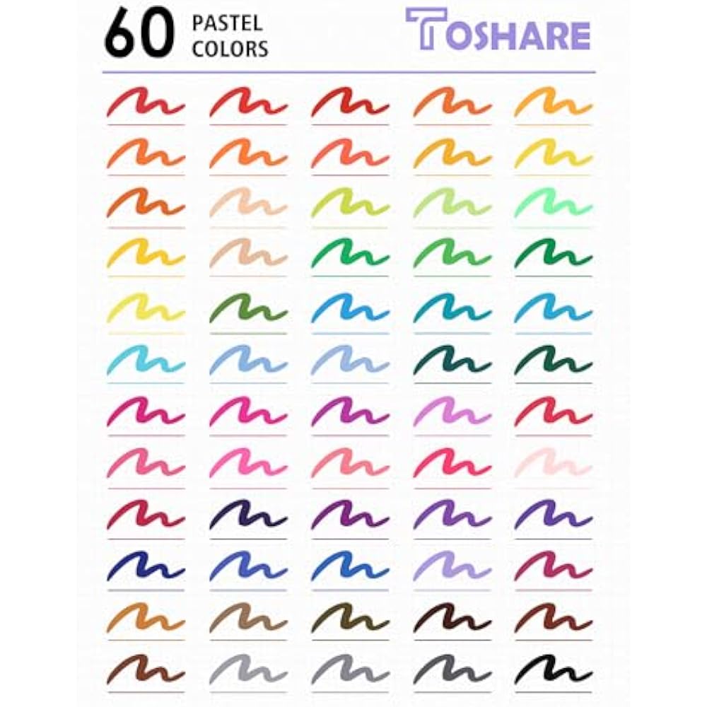 TOSHARE (TOSHARE) Art Marker Pen Dual Tip Coloring Marker Set with Brush & Fine Tip Adult Colorin...