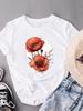 (Asian Size) Trend Flower Cute Short Sleeve T-shirts T Clothing Fashion Print Female Casual Women's Top Graphic Tee