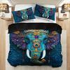 Ethnic Style Tribal Retro Elephant Print Quilt Cover Set Quilt Cover+2 Pillowcases High-Definition Printing For Home All Seasons