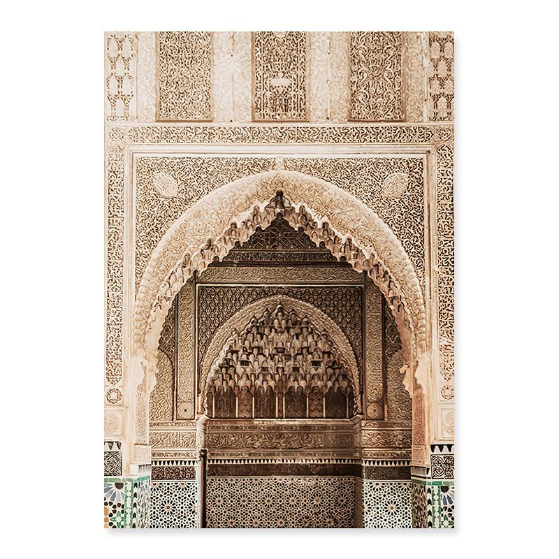 Modern Posters Canvas Painting Moroccan Mosque Building Arch Door Wall Art Print Picture Living Room Interior Home Decorative