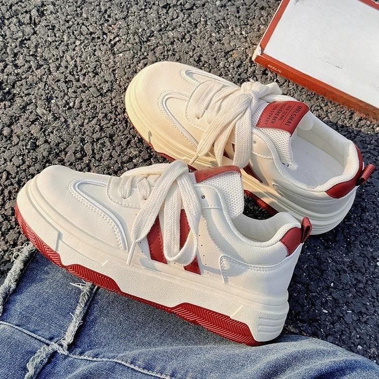 Полосатые белые туфли для детей, новинка весны и осени, модные универсальные повседневные туфли на толстой подошве