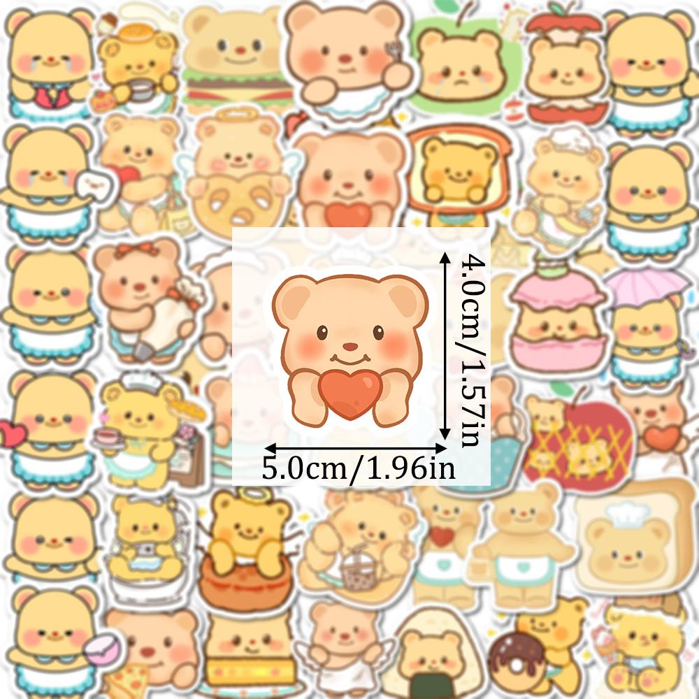50/100/200Pcs cute butter bear stickers, perfect for notebook decoration and sealing gift boxes, great value!