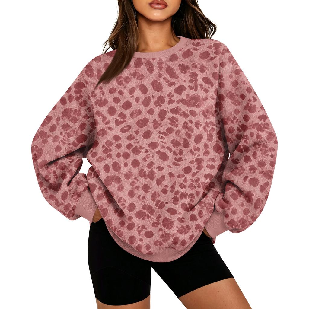 Women's Trendy Casual Long Sleeve Leopard Print Neck Top for Everyday Wear