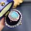 Роскошные блестящие цветные опаловые кольца для женщин, модное кружевное обручальное кольцо с цветком, изысканные свадебные украшения, подарок, регулируемое отверстие