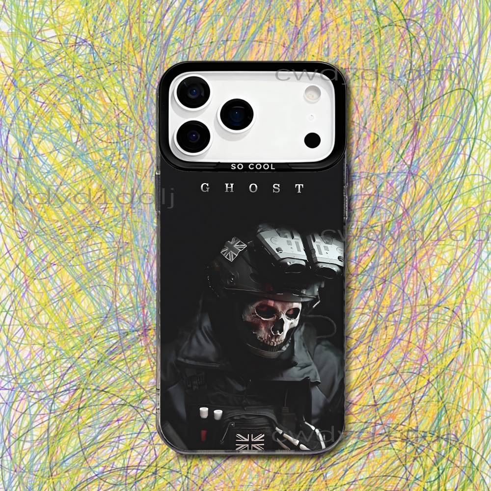 C-Call Of COD Ghosts Phone Case For iPhone 17,16,15,14,13,12,X,8,Pro,Max,Plus,SE4,Air,Mini HD Black IMD Matte