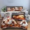 "Animated Chicken Trio Kitchen Surprise" Exquisite three-piece bedding set gift for kids and adults