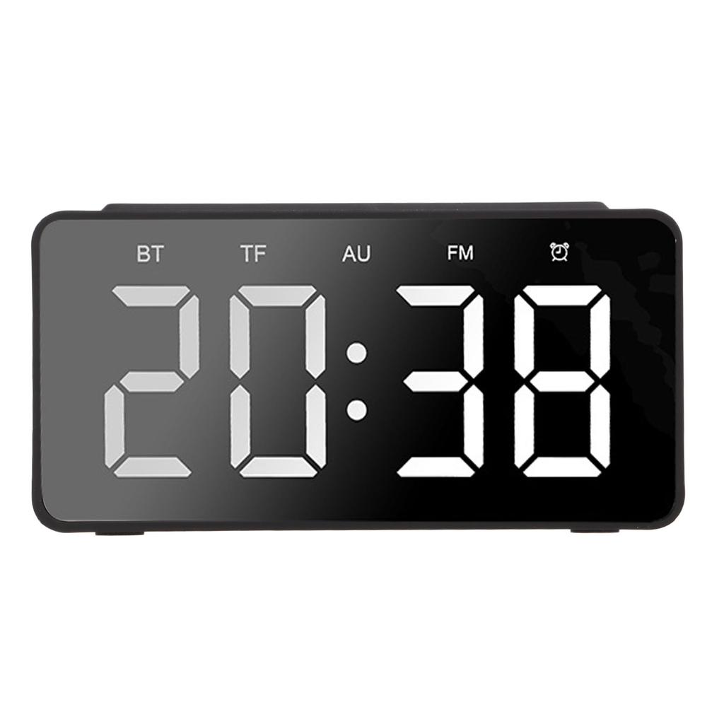 Digital Wireless Alarm Clock Mobile Phone Charging LED Mirror Electronic Memory Card Readable Black