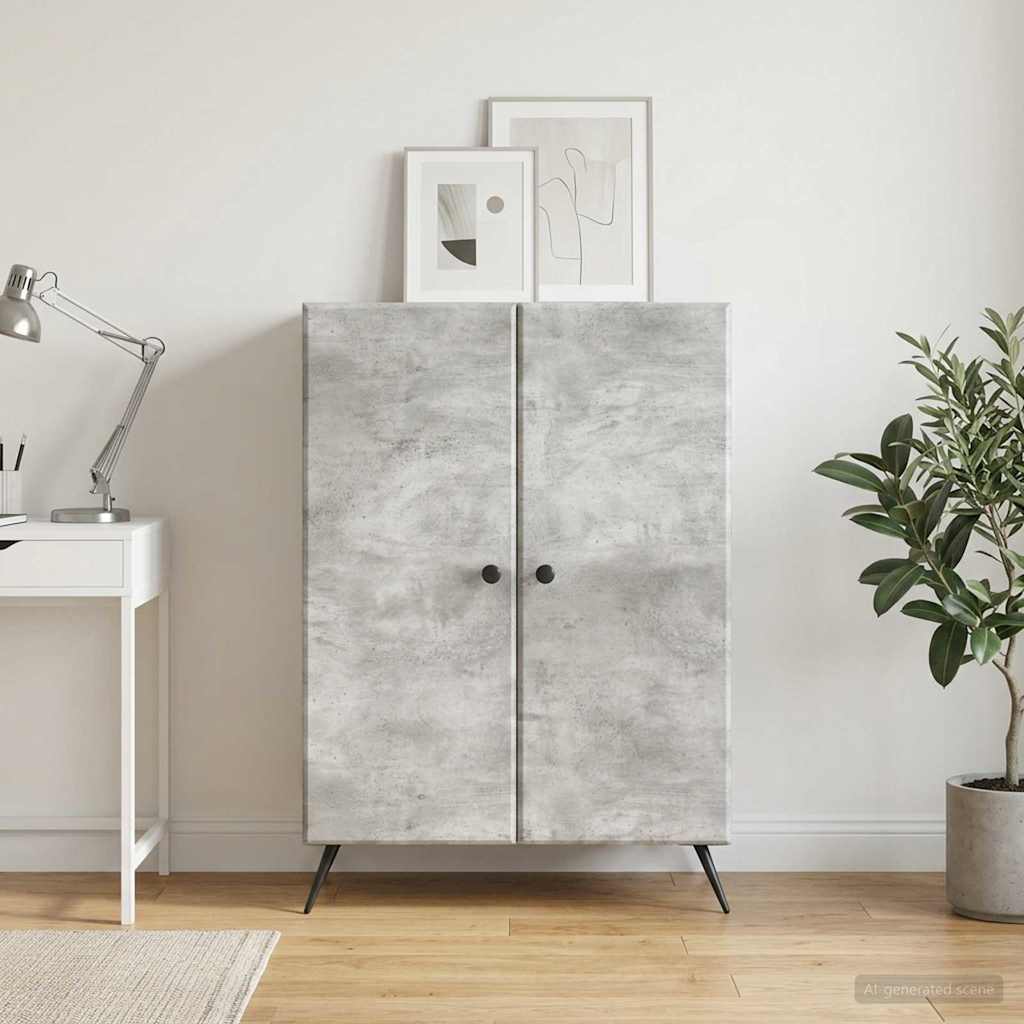Sideboard Concrete Grey 66 x 34.5 x 90 cm Wood Based Material