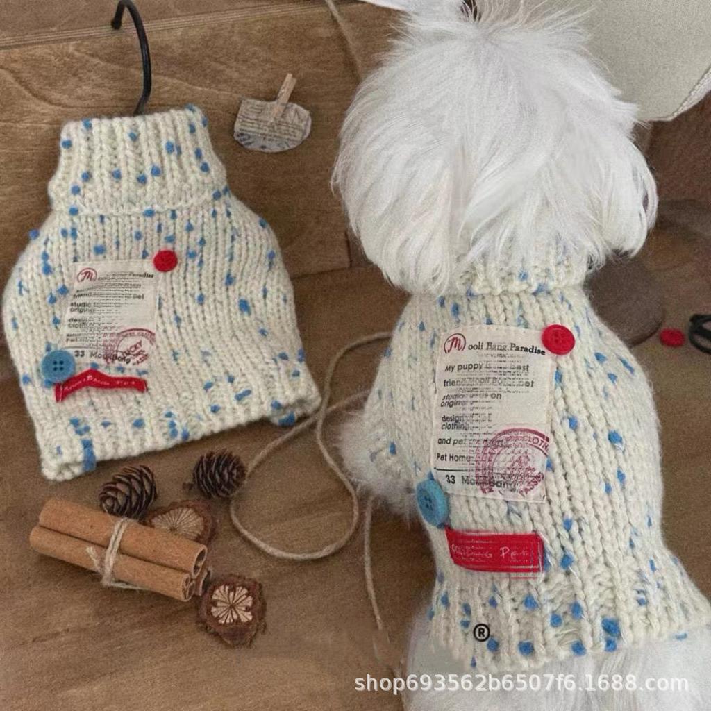 Dog sweater autumn and winter pet teddy than bear medium and small dog cat Schnauzer knitted puppy foreign clothes