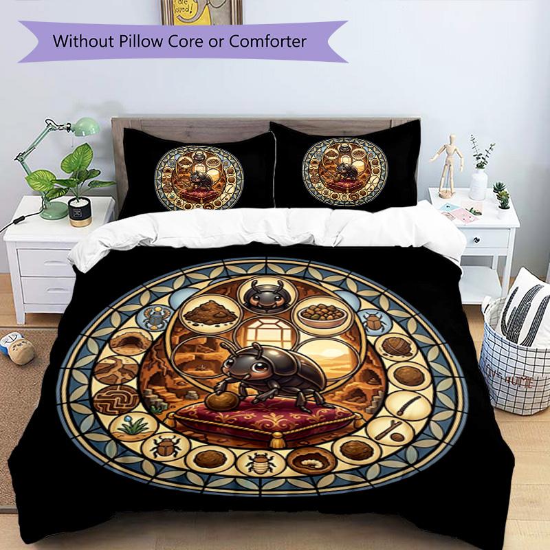 Beetle Life Cycle Pattern Bedding,Quilt Set Quilt Cover Pillowcase Home Birthday Gift (1*duvet cover+2*pillowcase,without core)