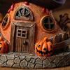 Статуэтка дома ведьмы на Хэллоуин со светодиодной подсветкой, магический дом, полимерная фигурка, скульптура, украшение для дома, офиса, настольное украшение