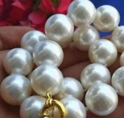 Ожерелье с огромным белым жемчугом-ракушкой диаметром 18 мм, 18 дюймов