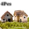4Pcs House Miniature Figurine Fairy Garden Accessory Home Decoration Cartoon Animal Building Statue Resin Craft Doll Car 2025