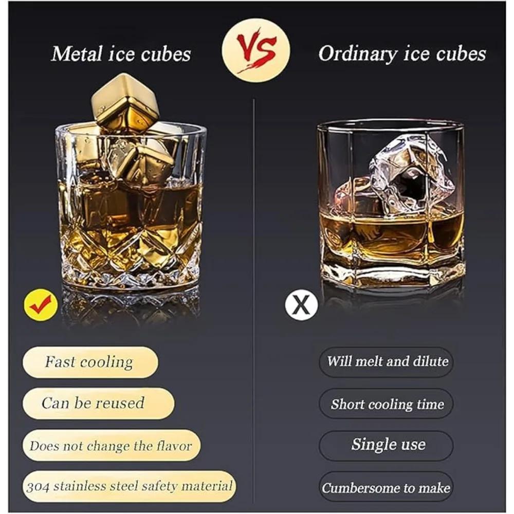 8 шт. Камни для виски с быстрой заморозкой, многоразовые кубики льда из нержавеющей стали для водки, вина, пива, сока, охладители-камни для виски, инструменты-охладители