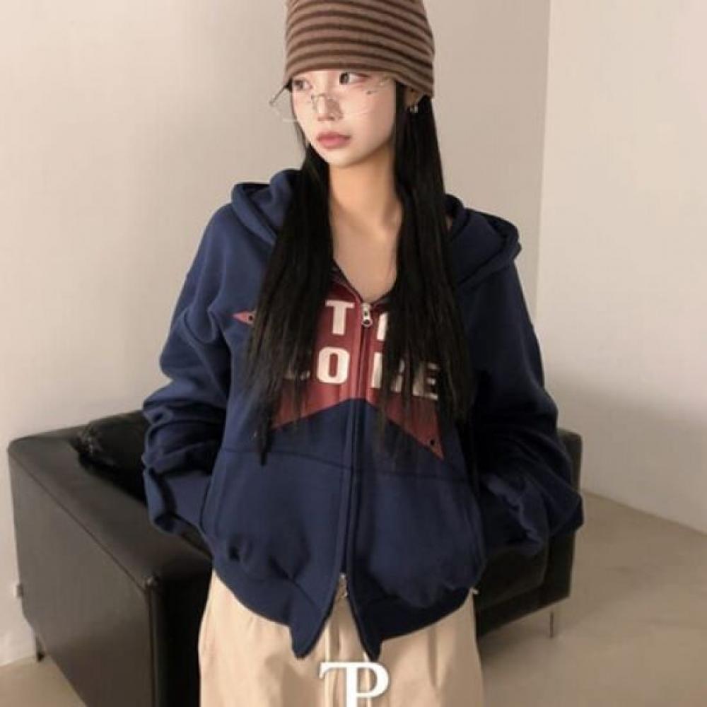 The Pink Unisex Loose Fit Eyelet Star Print 2way Hoodie Jacket