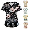 Women's Fashion V-neck Short Sleeve Workwear With Pockets Printed Tops