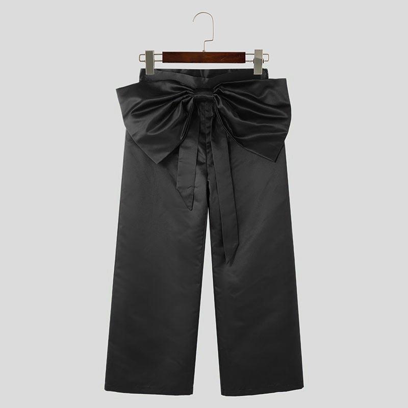 INCERUN Мужские повседневные брюки с широкими штанинами и бантом на молнии до талии