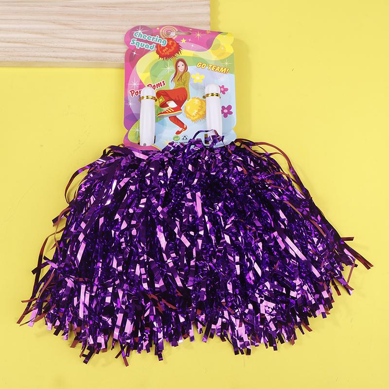 Stunning Pair of Non-Fading Metallic Cheerleading Pom Poms, Ideal for Kids and Adults, Brilliant for Sports and Dance Teams