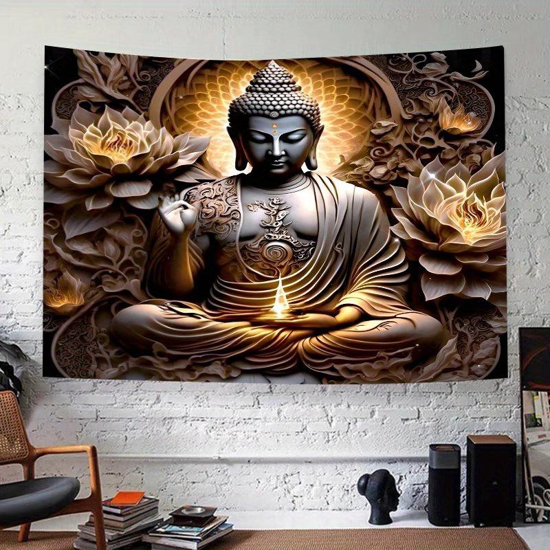 VIKAMA Buddhism Meditation Lotus Tapestry Oriental Zen Meditation Space Atmosphere Living Room Buddha Modern Home Tapestry