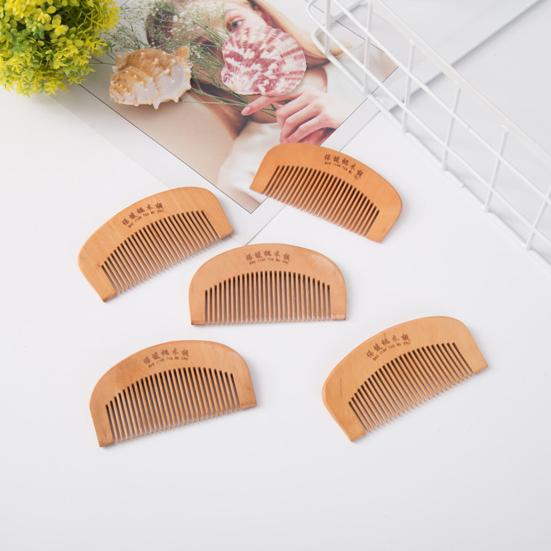 Hair Health Care Natural Peach Wood Teeth Anti-Static Comb Close Head Massage