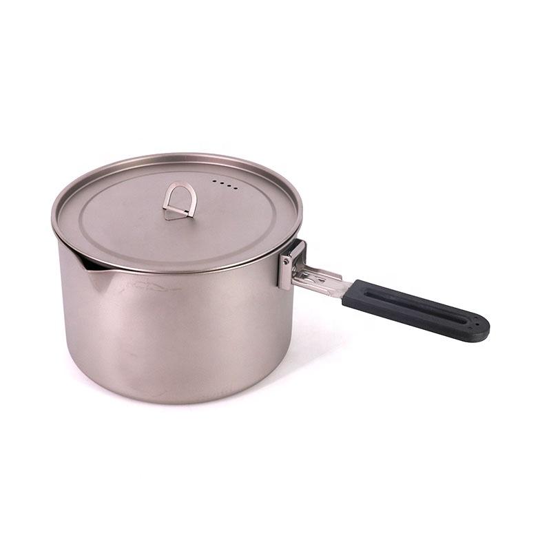 Singland 2800ml Titanium Foldable Handle Titanium Pot Outdoor Camping Hiking Backpacking Picnic Cookware Cooking Pot Tableware