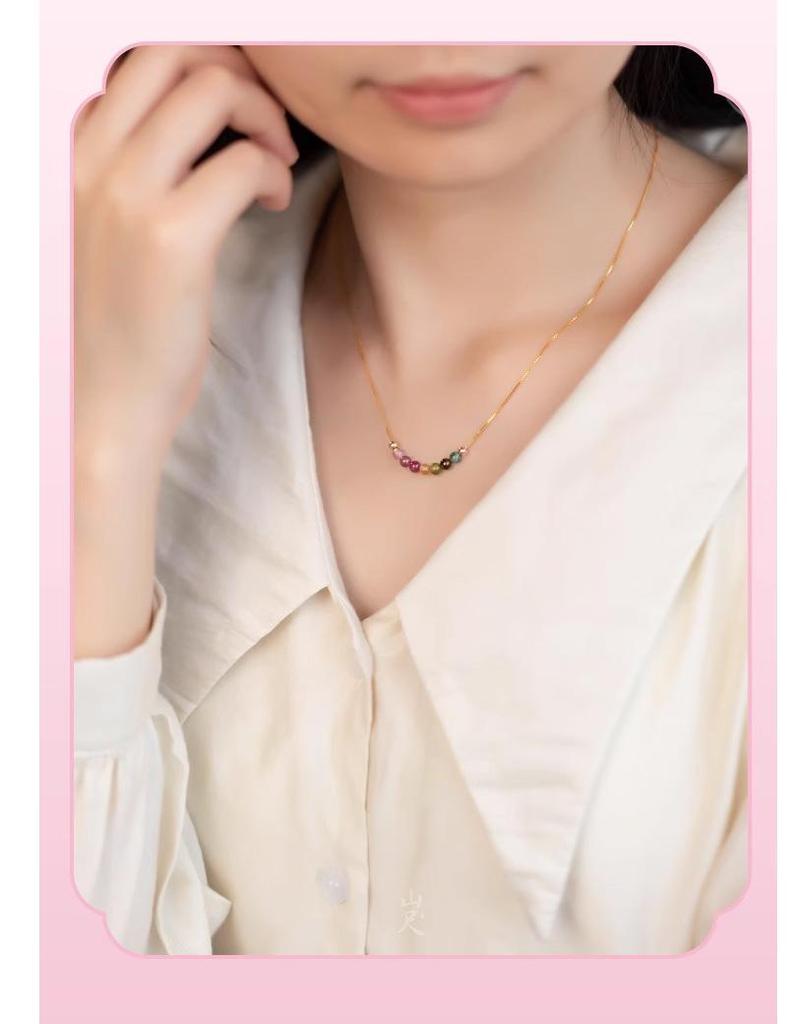 Ожерелье на ключицу из турмалина - Легкая роскошь, Не выцветающее, Простое высококлассное дофаминовое колье для женщин