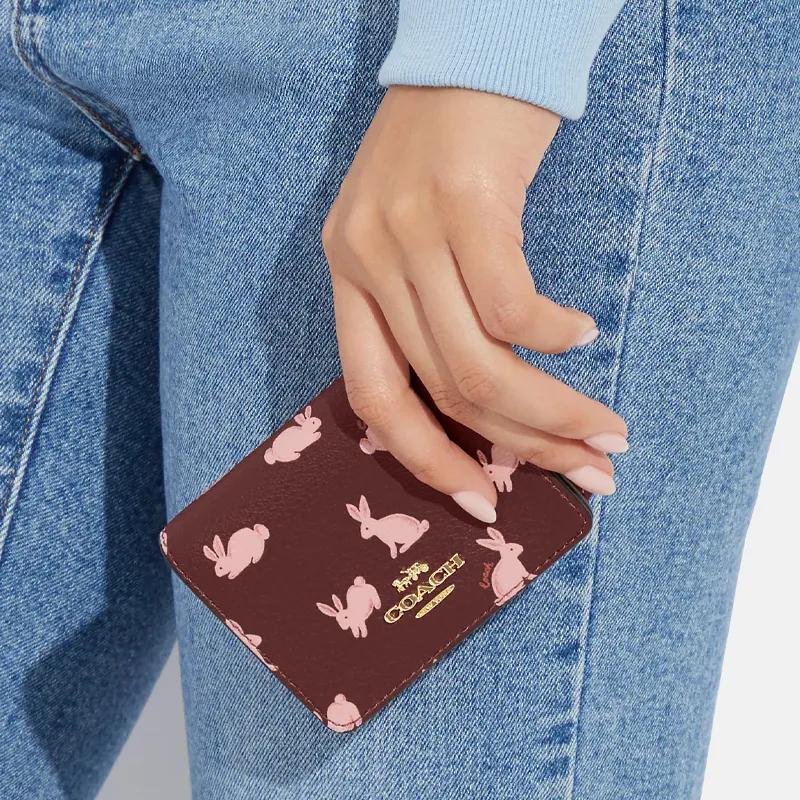 COACH Millie Coated Canvas Smooth Leather Handbags Mini Women's Burgundy (Unisex) Wallets CF527 IMMZI