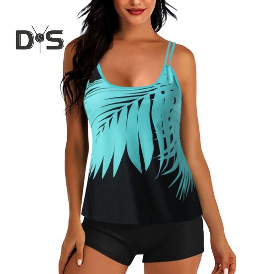 Комплект из 2 предметов: танкини, съемный ремешок, нагрудная накладка, регулируемые лямки, топы с эластичной талией, принтованные плавки, комплект пляжной одежды