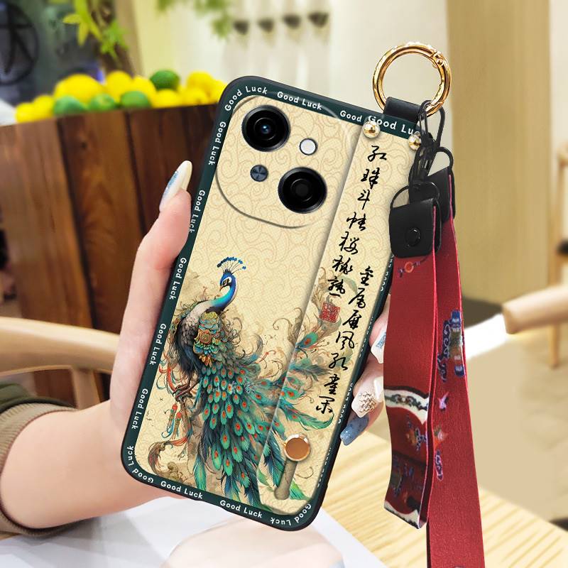 Грязеотталкивающий чехол для телефона с ремешком на запястье для Tecno POP9 4G/Spark GO 1/KL4 Противоударный Пыленепроницаемый Мягкий чехол Прочный ремешок