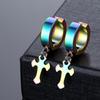 Mini Punk Small Cross Clip Earrings Party Jewelry Stainless Steel Ear Earring Gifts For Friends Women Man