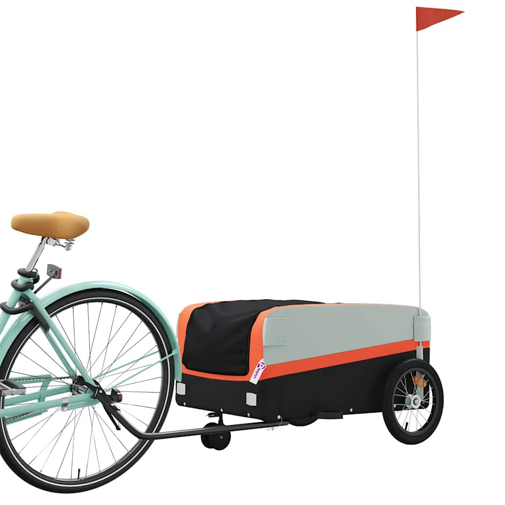 Vidaxl Przyczepka Rowerowa, Czarno-Pomarańczowa, 45 Kg, Żelazo