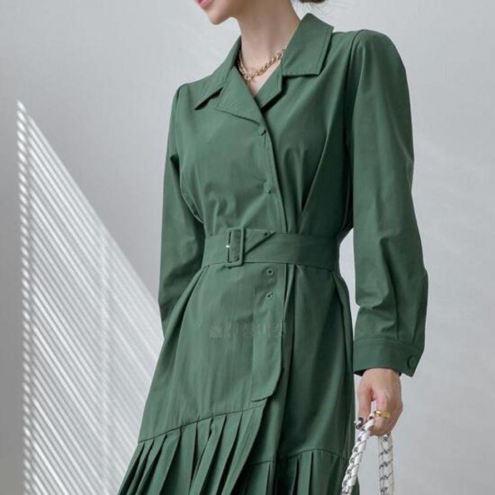 New ArrivalS Open Run Women S Trench dreSS With Pleated Detail Long Sleeve Belt