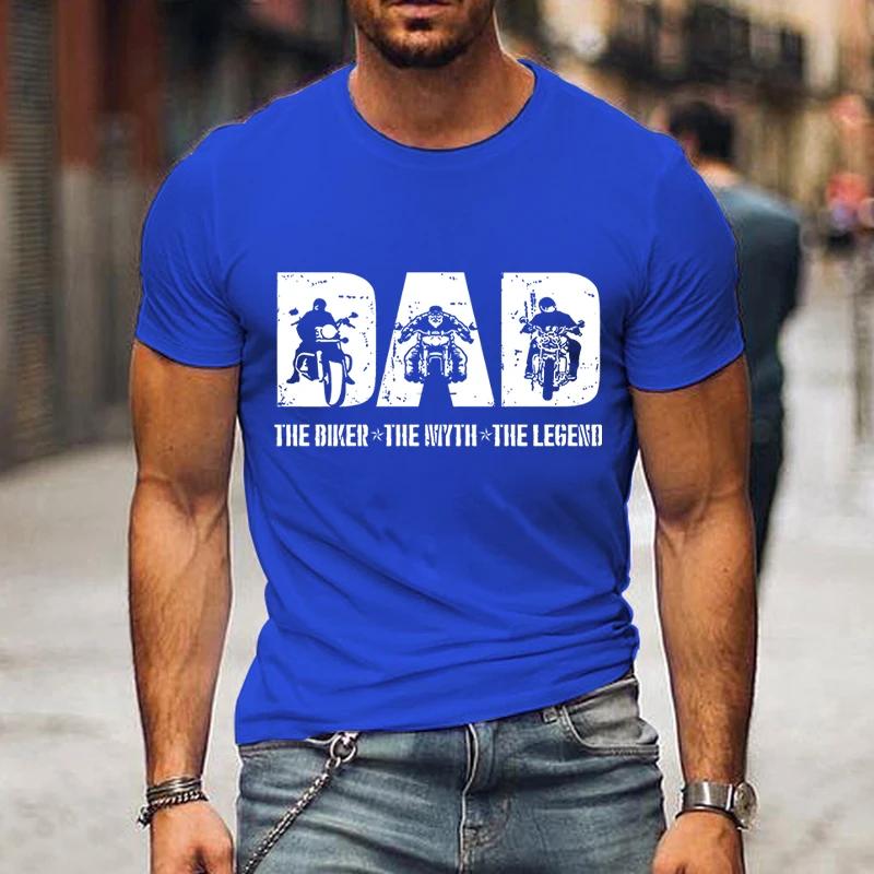 Мужская футболка Dad The Biker The Print Летние топы Футболки Мужские черные модные футболки Harajuku День отца с круглым вырезом Футболка Street