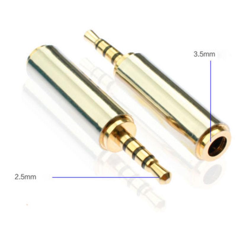 Gold 3.5mm Male To 2.5mm Female Stereo Audio Headphone Jack Adapter Converter