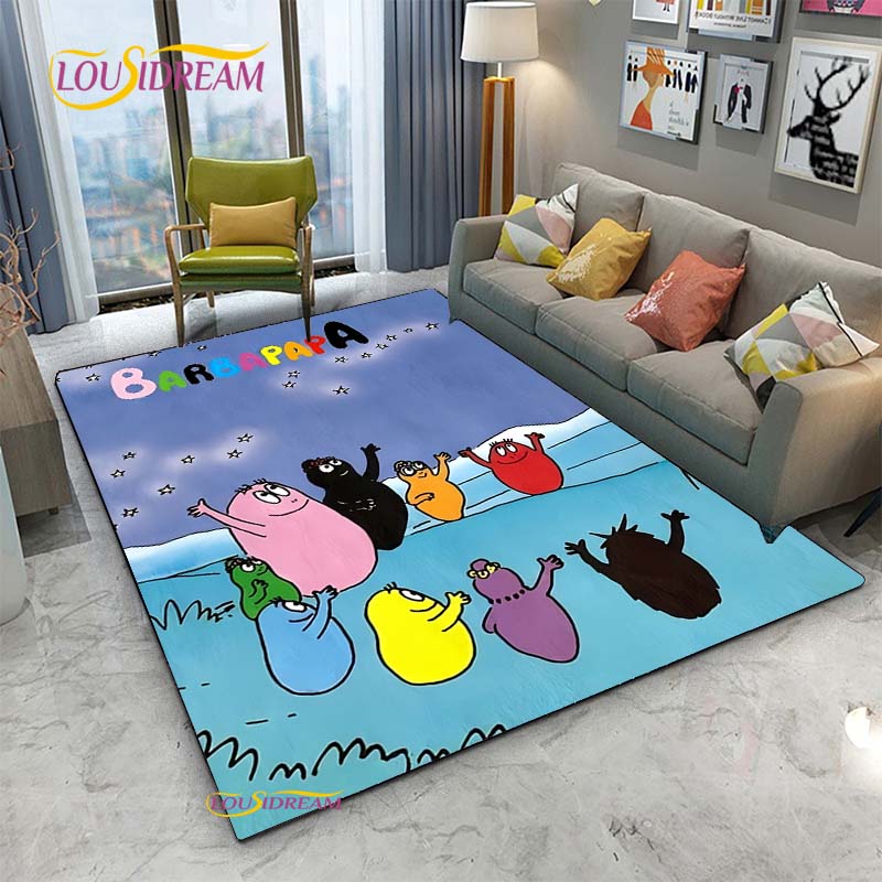Barbapapa Cartoon Anime Carpet for Living Room Sofa Coffee Table Bedroom Rug Kitchen Kids Door unslip floor Mat Birthday gift