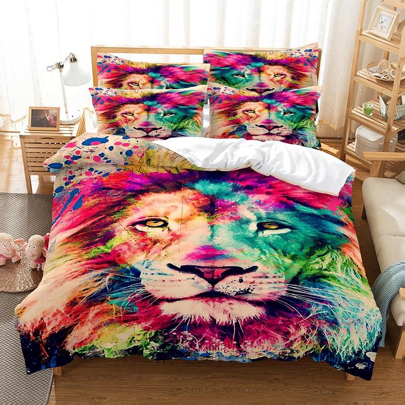 Комплект постельного белья Lion, комплект пододеяльников, комплект постельного белья с 3D-печатью, комплект постельного белья размера Queen, модный дизайн