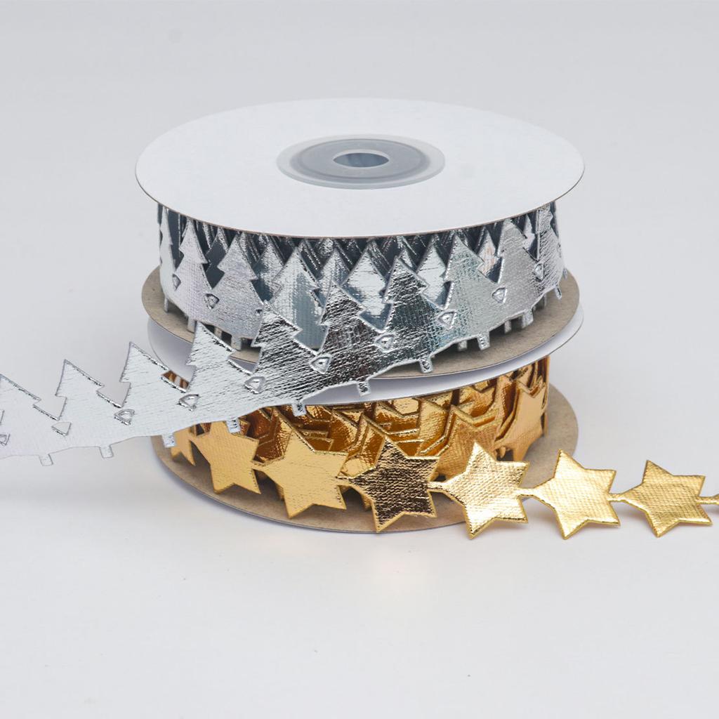 Элегантная ультразвуковая тисненая кружевная лента из золота и серебра для рождественской елки, праздничная подарочная коробка, упаковочные аксессуары, ювелирная лента, украшение для дома