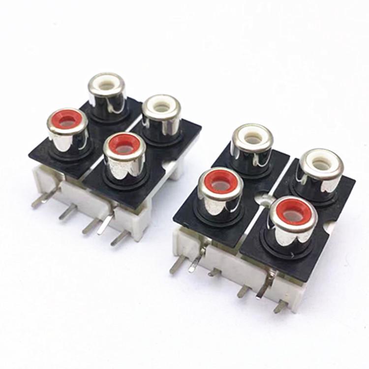 Медный Foot RCA-409 Никелированная 4-позиционная RCA-розетка AV-видеосигнала