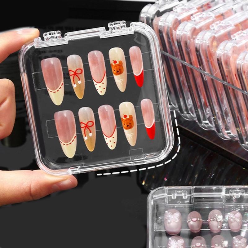 10Pcs Clear Press On Nail Organizer Case For Nail Art Business And Salon Storage False Nail Display Acrylic Box