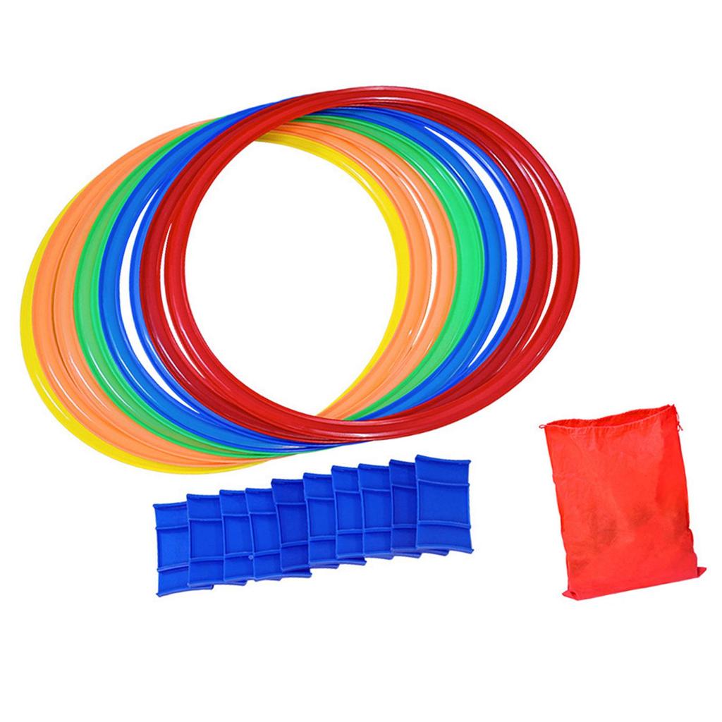 10 Count Hopscotch Rings for Kids Play Sets Featuring Jumping Games and Bean Bag Toss Options