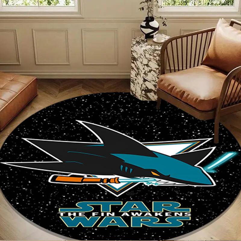 San-Jose Sharks Hockey Round Rug for Livingroom,Bedroom, Palyroom, Chair Rug, Area rug, Circle Carpet, Large Size Decor Fan Christmas gift